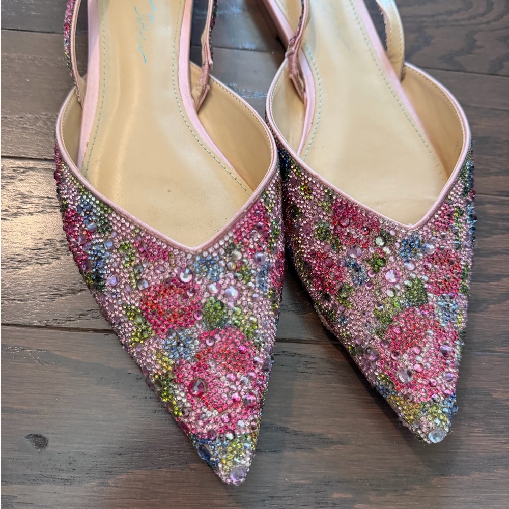 Betsey Johnson Pink Beaded Pointed Slingback Sandals